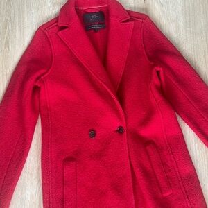J. Crew Daphne Red 100% Wool Coat size 0